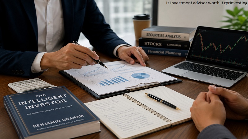 Financial advisor discussing investment options with a client for is investment advisor worth it rprinvesting